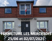 Mairie exceptionnellement fermée les mercredi 25 juin et 2 juillet 2025